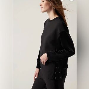 Athleta Retroplush Velvet Crewneck Sweatshirt Black Pullover Size 2x